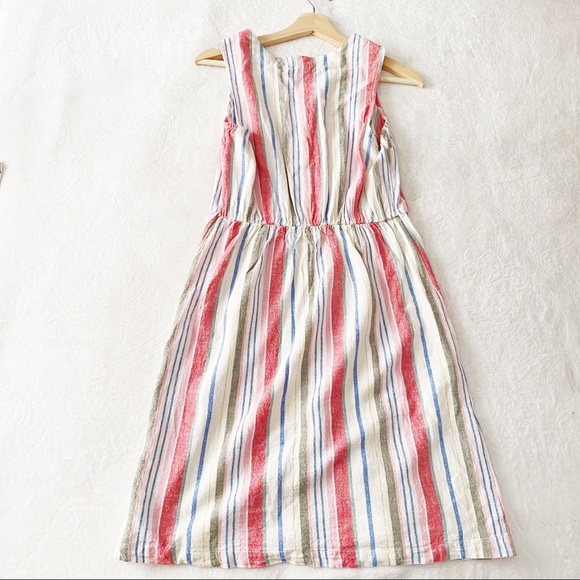 Linen Blend Vertical Stripe Dress with Pockets - Picture 7 of 8